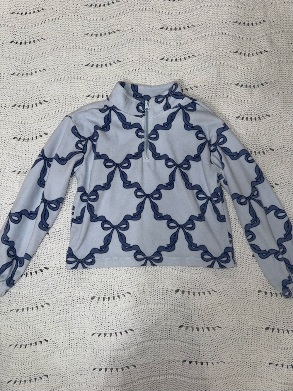 The Children's Place Light Blue Half-Zip Pullover with Navy Bow Print